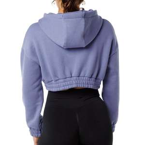Sweat-shirts courts pour femmes de haute qualité, à épaules tombantes, imprimés, avec fermeture éclair 1/4, cordons de serrage, surdimensionnés, classiques, 2025 - Product Image 2