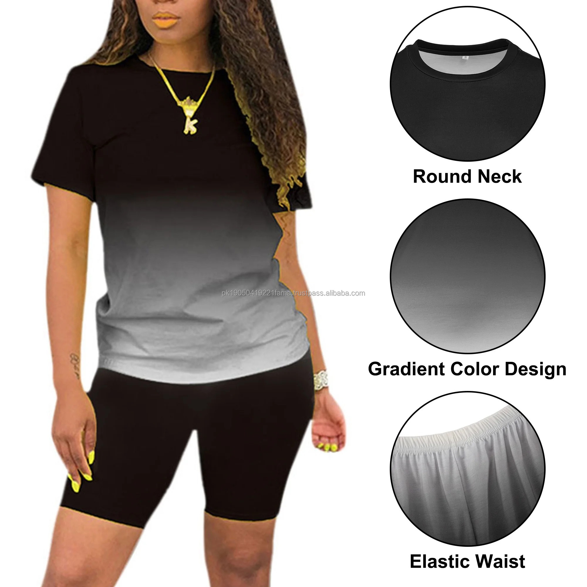 Women's Summer High Waist Scrunch Bum Yoga Gym Fitness Sports Top Breathable Quick Dry Polyester/Nylon Workout Set