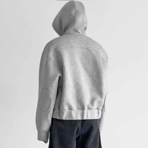 Pull court à capuche en tricot décontracté d'automne pour hommes personnalisés Double fermeture éclair Broderie 3D Style Joker Motif solide Écologique - Product Image 6