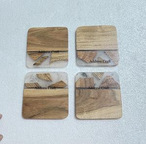 ชุดถาดรองชาไม้4ชิ้นทำจากเรซินและที่รองแก้วไม้สำหรับบ้านโรงแรมร้านอาหารสินค้ามาใหม่ - Product Image 3