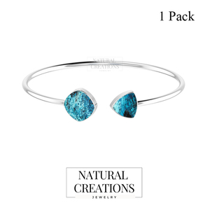 Premium 925 Sterling Silver Trendy Adjustable <b>Bracelet</b> Shattuckite Semi Trallion And Cushion Cab Twister <b>Bracelet</b> Gift Women - Product Image 2