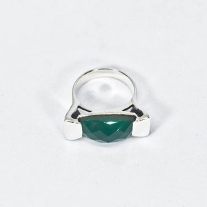 925 Sterling Silver Handmade Half Bezel Setting <b>Cushion</b> Cut Green Onyx Women's Fine Jewelry <b>Ring</b> Factory Direct for Parties - Product Image 5