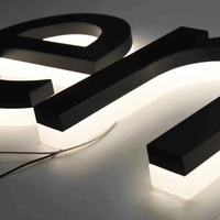 Ransparent 3D negro blanco acrílico Led cara iluminada canal carta letrero Led interior