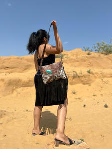 Nueva llegada Exclusivo hecho a mano occidental Tooled bolso de cuero de vaca y piel de embrague Combo conjuntos elegante bolso de noche para las mujeres - Product Image 2