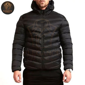 Chaqueta de Invierno con Capucha y Cremallera Completa, Color Negro, Chaqueta Acolchada Gruesa para Hombre, Chaqueta Universitaria de Béisbol - Product Image 1