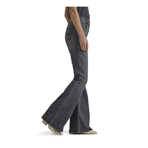 Nueva llegada 100% pantalones de mezclilla de algodón moda mujer ropa azul lavado pantalones vaqueros de gran tamaño mujeres pantalones acampanados logotipo personalizado - Product Image 3