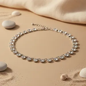 Women's Party Wear Silver Cubic Zirconia <b>Crystal</b> Necklace - Product Image 2