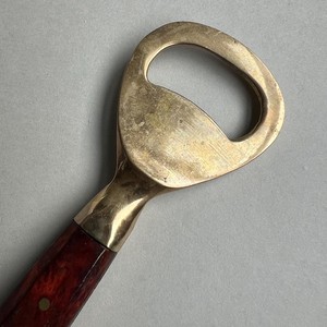 Brass Head Wooden Handle <b>Bottle</b> Opener <b>Vintage</b> Style Ergonomic Grip Strong Durable Premium Bar Tool for Home Kitchen Party Use - Product Image 2