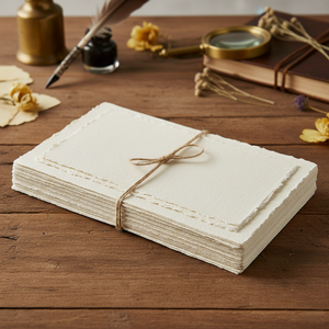 Cartes de mariage en papier coton fait main A5 en gros, papier à bords festonnés 150 GSM, carte d'invitation artisanale, OEM direct d'usine - Product Image 4