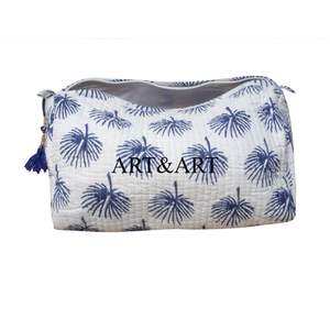 Custom Eco-Friendly Quilted Floral Print Cotton Water Resistant Large Capacity Zipper Makeup <b>Bag</b> Set <b>for</b> <b>Women</b> - Product Image 5