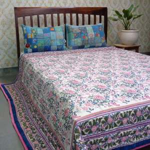 Chất Lượng Tốt Nhất 100% Hữu Cơ Bông Mền Chăn Mới Nhất Xu Hướng Tay Khối In Nữ Hoàng Kích Thước Chăn Trên Bán - Product Image 5