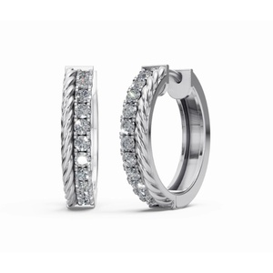 Aretes de Aro con Diamantes Trenzados Estilo Rapunzel en Oro de 18 Quilates de Alta Calidad, Corte Redondo, Joyería Cultivada en Laboratorio, Exportación al por Mayor B2B - Product Image 5