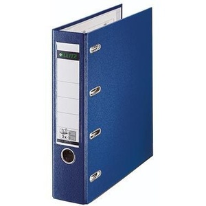 Leitz Double-Binder 75mm 2x DIN A5 Landscape 4 Clips Grey Cardboard Recycled Blue - Product Image 1