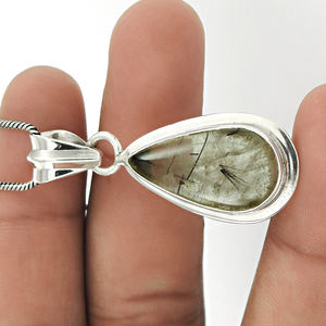 สินค้าขายดี925สเตอร์ลิงเงินธรรมชาติสีดำอัญมณีทรงหยดน้ำเครื่องประดับทำด้วยมือสไตล์โบโฮผู้ผลิตจำนวนมาก - Product Image 2