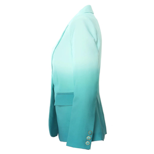 HIGH STREET Date Designer De Mode Costume Ensemble Femmes Dégradé De Couleur Imprimé Bouton Unique Blazer Flare Pantalon Costume 2pcs - Product Image 4