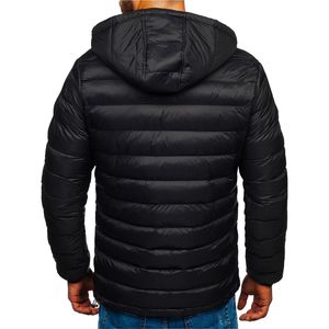 Chaqueta de invierno con logotipo personalizado para hombre con cuello levantado de lona de gran tamaño grueso y cálido, chaqueta acolchada estilo burbuja - Product Image 3