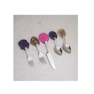 Cubiertos de madera de primera calidad para restaurante, juego de cuchillos para queso con mango de mármol verde y blanco, espátula, cuchillo para mantequilla, tenedor, diseño elegante para el hogar - Product Image 6