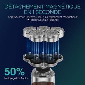 Afeitadora Eléctrica Rotativa Recargable para Hombre, Resistente al Agua IPX7, con Pantalla LED, Triple Cuchilla, Lavable - Product Image 3