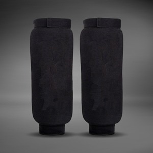 Protège-tibias de boxe en coton noir antidérapants à enfiler, protection de la cheville pour l'entraînement de kickboxing, protection des pieds - Product Image 1