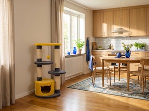 Arbre à chat Amistar Golden Height en bois de haute qualité, 100 cm de haut, écologique et durable pour chats de toutes tailles et de tous âges - Product Image 2
