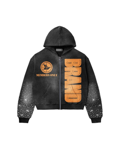 Nuevo diseño Vintage Washed Streetwear Conjunto de dos piezas Ropa deportiva Logotipo personalizado Impreso Rhinestone Sunfaded Sweatsuit Chándales. - Product Image 2