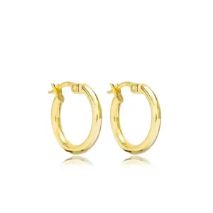 New Design Dainty 15 mm Plain Hoop Earrings Turkish Handcrafted Wholesale 925 Sterling Silver Jewelry