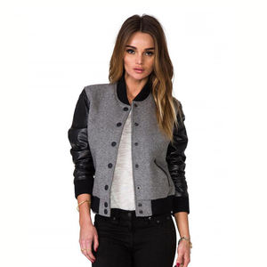 Vestes d'université de baseball en coton personnalisées élégantes pour femmes surdimensionnées avec doublure en laine techniques imprimées tricotées respirantes - Product Image 4