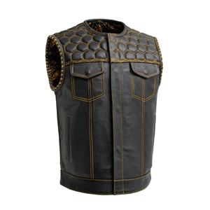 Gilet en cuir vintage pour homme, haute qualité, style motard, coupe ample, col rabattu, fermeture éclair, sans manches, tendance streetwear - Product Image 6