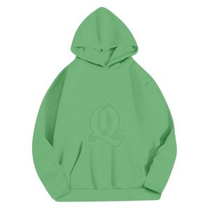 Sweat-shirt à capuche vert vif pour femme, épaules tombantes, surdimensionné, logo imprimé en relief personnalisé, streetwear - Product Image 4