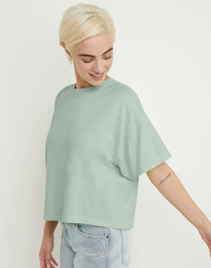 Camiseta recortada elegante para mujer, venta al por mayor, Camiseta ajustada de talla grande con lavado ácido, hombros caídos, camiseta Premium de peso pesado, Tops cortos para mujer - Product Image 5