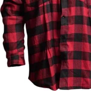 Camisa de Franela a Cuadros Roja y Negra para Hombre, Manga Larga, Abotonada, de Algodón, Informal, Estilo Urbano - Product Image 6