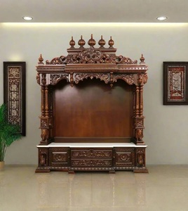 Large Wooden Handmade Temple for Home Luxury Indian Designer Big <b>Mandir</b> Hand Carved Brown Temple Factory Sale Customized Size UK - Product Image 2