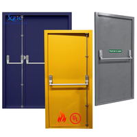 Porte coupe-feu en acier homologuée UL XZIC avec cadre, résistance au feu 1/2/3H, porte simple en métal creux avec barre anti-panique pour usine et hôpital aux États-Unis