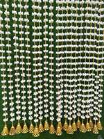 Guirlande artificielle en plastique Jasmin avec perles dorées et clochettes, durable, 1,2 m, pour décoration extérieure, fêtes, mariages indiens, festivals et événements
