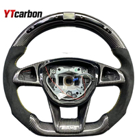 Volant en cuir et fibre de carbone YTcarbon, style business, 3 branches, avec poignée en cuir pour W203 W204 W205 W212 W213 CLS