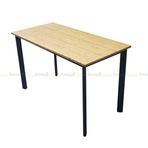 Oval 120x60cm Bamboo Gaming <b>Desk</b> with Assembled Iron Legs Adjustable and Portable Featuring Storage Drawer for Hotels - Product Image 4