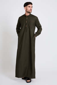 Thobes ผ้าอิสลามสำหรับผู้ชายสีน้ำเงินเข้มวัสดุคุณภาพสูงสไตล์ลำลอง thobe/thawb ดีไซน์ล่าสุด - Product Image 3