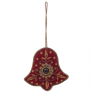 Handmade Customized T-Shaped Satin Velvet Beaded <b>Peacock</b> Ornament Unique Christmas Decor with Embroidery - Product Image 4