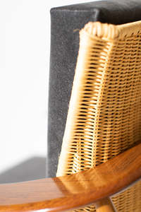 Sillón Moderno de Madera Estilo Escandinavo con Laterales de Cuerda Tejida y Cojín de Tela Suave - Product Image 4