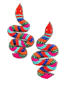 Boucles d'oreilles pendantes fantaisie tendance Merry & Bright avec broderie de perles de luxe, design multicolore fait main, mode unisexe - Product Image 2