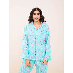 Ensemble de pyjama en coton Love Birds - Vêtements de nuit confortables pour l'hiver avec fermeture à boutons - Product Image 4