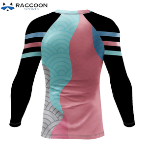 Rashguard de sublimation MMA à manches longues en polyester/spandex, séchage rapide, respirant, pour fitness et course à pied, col rond, pour hommes, Raccoon Sports - Product Image 4