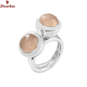 Anillo de dedo apilable de cuarzo rosa de plata de ley S925 de moda estilo caliente al por mayor anillos de regalo de fiesta clásicos - Product Image 1