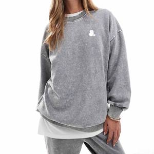 เสื้อกันหนาวลำลองผ้าเทอร์รี่สำหรับผู้หญิง, เสื้อกันหนาวปักลายกรด300กรัมใส่สบาย2026โลโก้ด้านหน้า - Product Image 3