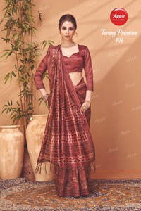 ส่าหรีผ้าไหมคอตตอนหรูหราสำหรับผู้หญิงผ้าส่าหรีปักลายคาธาสวยงามผ้าโปร่งที่มีน้ำหนักเบาและเสื้อสำหรับโอกาสต่างๆ - Product Image 3