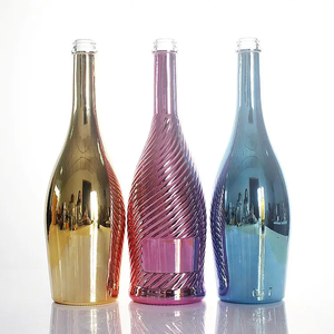 Botella de Vidrio de 700 ml con Diseño Personalizado, Electrochapada, Vacía, Azul Claro, para Licor, Vodka, <span class=keywords><strong>XO</strong></span>, Brandy, Whisky, con Tapón de Corcho, para Venta al por Mayor - Product Image 1
