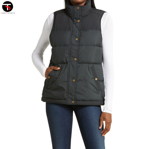 Haute qualité femmes hiver extérieur gilet doux léger coton gris coupe-vent bouffant conception décontracté sans manches gilet - Product Image 2
