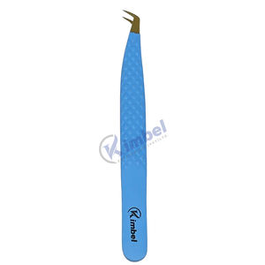 Pince à cils à pointe en fibre d'acier inoxydable en forme de L à 45 degrés de marque privée outil d'extension de cils en vrac de couleur rose pointu - Product Image 1