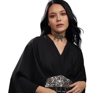 Haut en georgette noir avec palazzo rayé blanc et noir en soie vente en gros de vêtements ethniques pour femmes fournisseur d'usine de vêtements OEM - Product Image 4