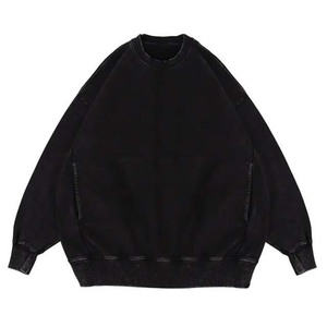 Sweat-shirts basiques pour hommes 100 % coton, 380 GSM, lavés à l'acide, style vintage, col rond, personnalisables, fabriqués au Pakistan 2026 - Product Image 2